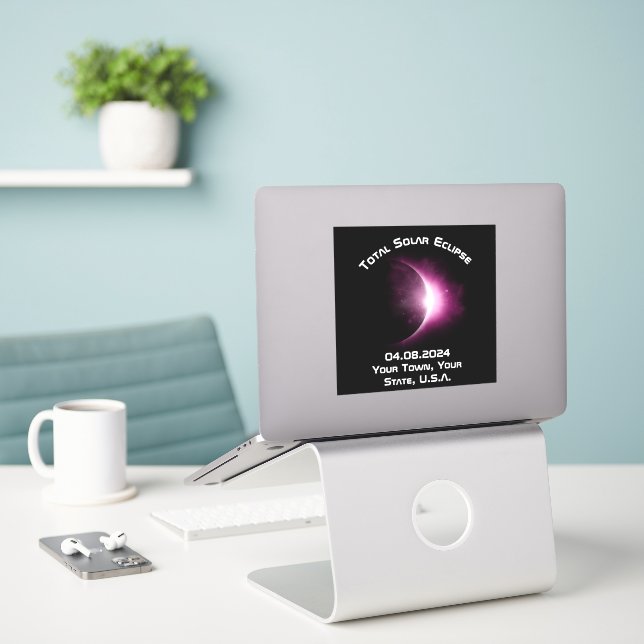 Personalised 2024 Total Solar Eclipse Souvenir  (Laptop On Desk)