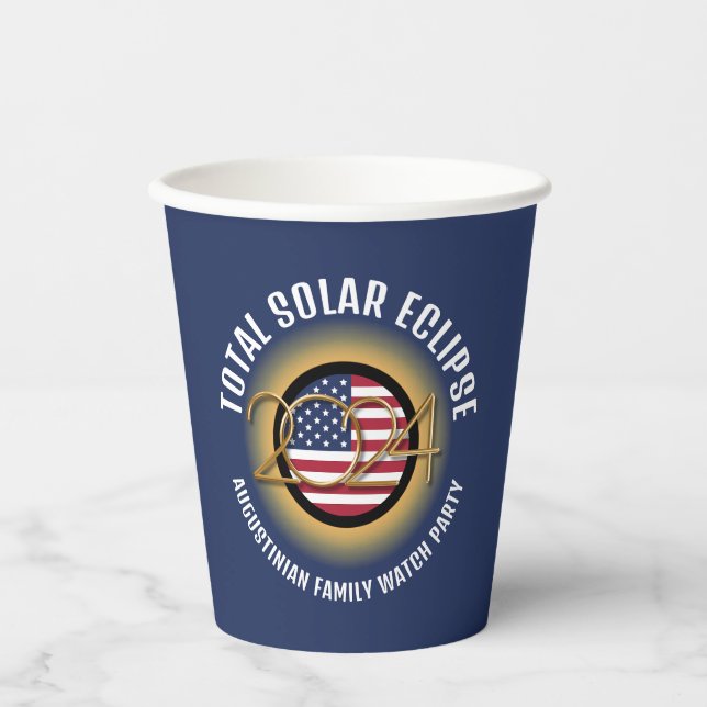 Personalised 2024 TOTAL SOLAR ECLIPSE USA Paper Cups (Front)
