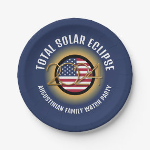 Personalised 2024 TOTAL SOLAR ECLIPSE USA Paper Plate