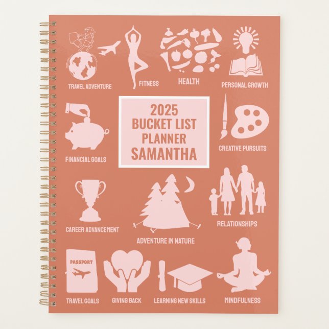 Personalised 2025 Bucket List Custom Name Planner (Front)