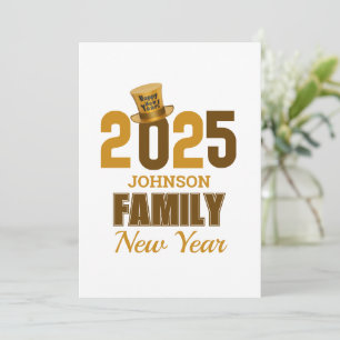 Personalised 2025 Family Name Happy New Year Holiday Card