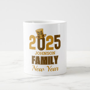 Personalised 2025 Family Name Happy New Year Large Coffee Mug