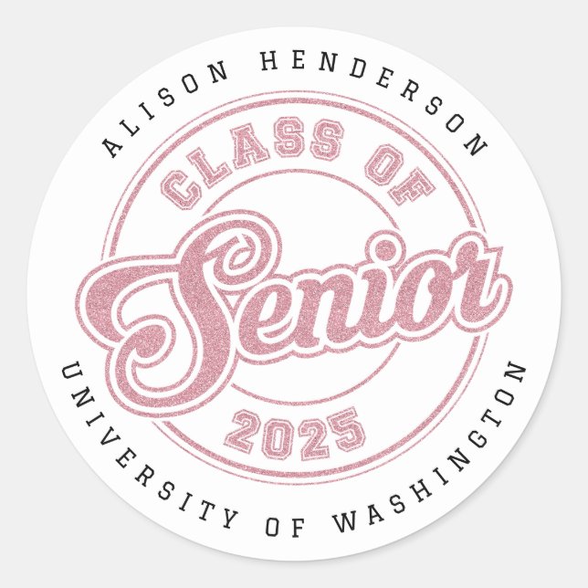 Personalised 2025 Graduation Round Stickers (Front)
