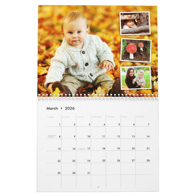 Personalised 2025 photo calendar custom holiday (Mar 2026)