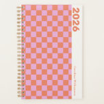 Personalised 2025 Retro Pink Orange Chequerboard Planner<br><div class="desc">Get ready for a stylishly organised year with this personalised 2025 retro pink and orange chequerboard planner! The vibrant chequerboard pattern in bold pink and orange adds a fun, vintage touch that’s perfect for keeping your days bright and exciting. Customise it with your name for a personal flair, and enjoy...</div>