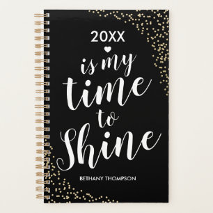 Personalised 2026 Black Gold Glitter Planner