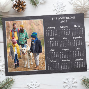 Personalised 2026 Rustic Family Photo Calendar Holiday Card