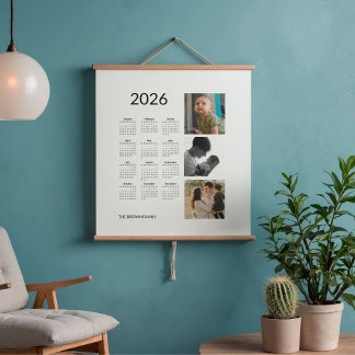 Personalised 2026 Wall Calendar with Photos Hanging Tapestry