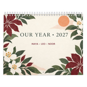 Personalised 2027 Botanical Family Wall Calendar