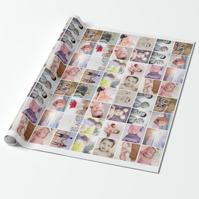 Personalised 20 Photo Collage Wrapping Paper (Unrolled)