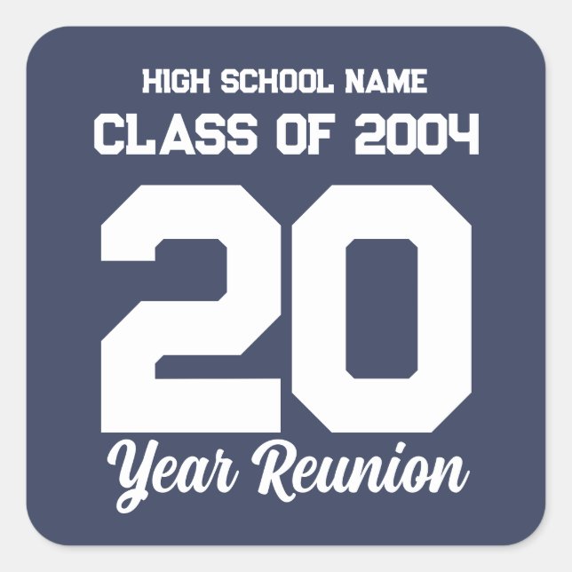 Personalised 20 Year High School Reunion Simple  Square Sticker (Front)