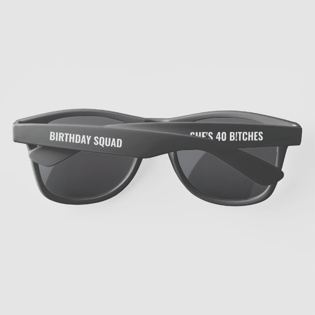 Personalised 20th 30th 40th 50th Birthday Squad Sunglasses (Back)
