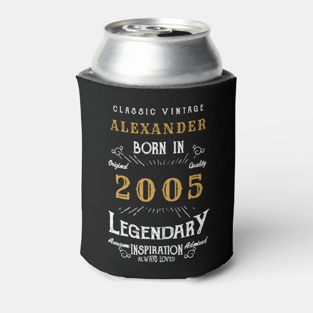 Personalised 20th Birthday Add Name Year Legendary Can Cooler (Can Back)