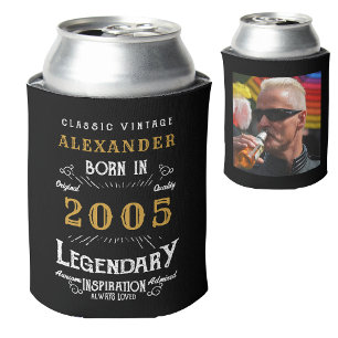 Personalised 20th Birthday Add Name Year Photo Can Cooler