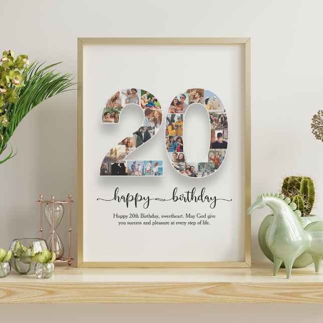 Personalised 20th Birthday Photo Collage Poster (Creator Uploaded)
