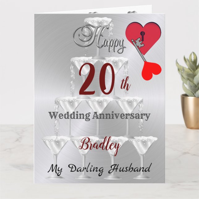 Personalised 20th Wedding Anniversary Card Husband (Small Plant)