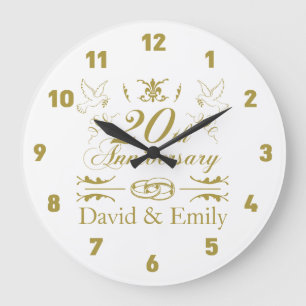 Personalised 20th Wedding Anniversary Large Clock