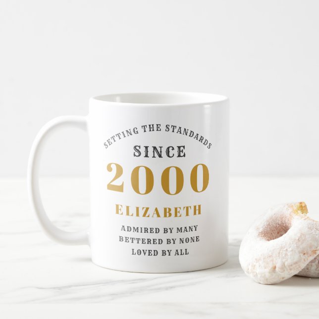 Personalised 21st Birthday 2000 Elegant Add Name Coffee Mug (With Donut)
