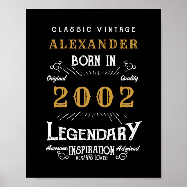 Personalised 21st Birthday 2002 Add Name Legendary Poster (Front)