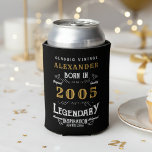 Personalised 21st Birthday 2005 Vintage Legendary Can Cooler<br><div class="desc">Celebrate a monumental 21st birthday with this Personalised Vintage Legendary Can Cooler! This unique keepsake is the perfect gift for someone special born in 2005, letting them know they are "Classic Vintage, " "Legendary, " "Awesome Inspiration, " and "Always Loved." The Perfect 21st Birthday Gift or Keepsake: Fully Customisable: Easily...</div>