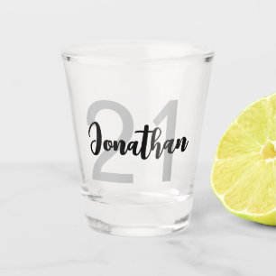 Personalised 21st Birthday Blue Script For Him Shot Glass