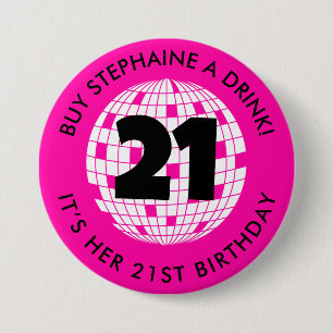 Personalised 21st Birthday Buy Me a Drink 7.5 Cm Round Badge