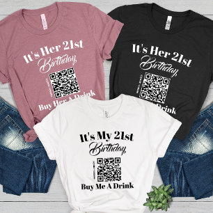 Personalised 21st Birthday Buy Me A Drink QR Code Tri-Blend Shirt