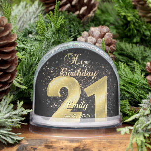 Personalised 21st Birthday Gift Snow Globe 