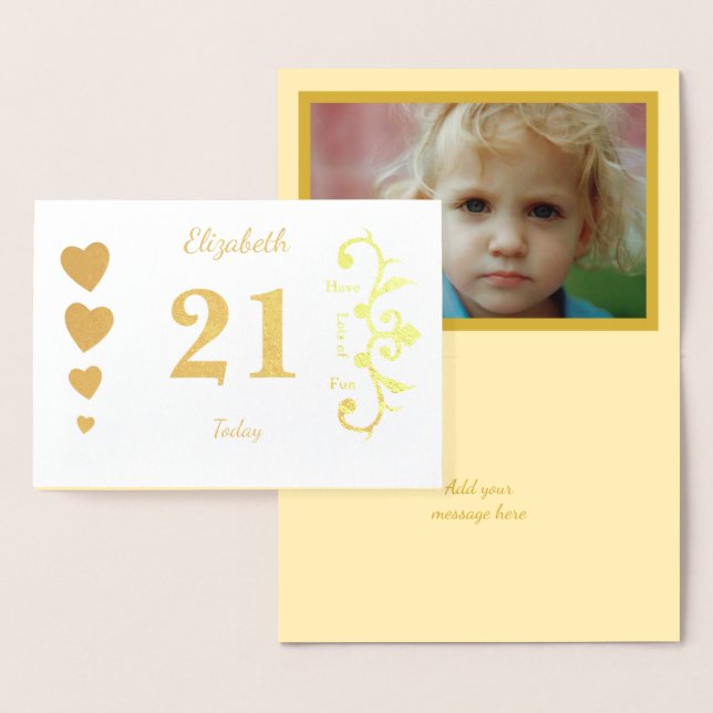 Personalised 21st Birthday Gold Foil Card (Display)