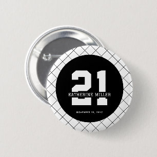 Personalised 21st Birthday Modern and Elegant   6 Cm Round Badge