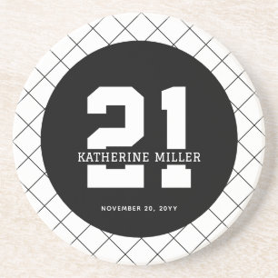 Personalised 21st Birthday Modern and Elegant   Coaster