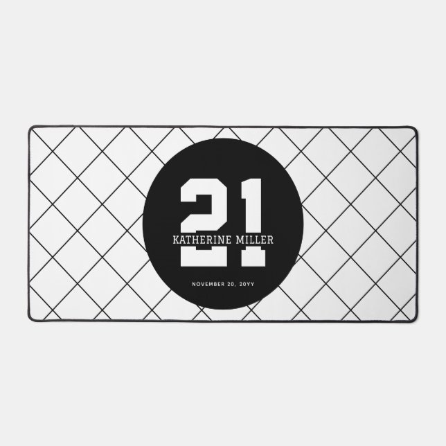 Personalised 21st Birthday Modern and Elegant   Desk Mat (Front)