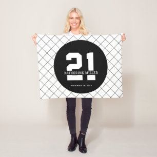 Personalised 21st Birthday Modern and Elegant   Fleece Blanket