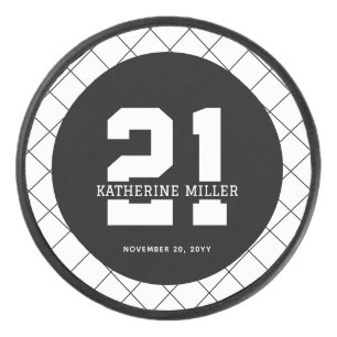 Personalised 21st Birthday Modern and Elegant   Hockey Puck