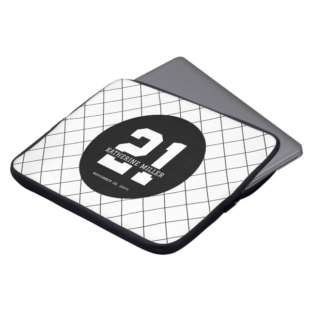 Personalised 21st Birthday Modern and Elegant   Laptop Sleeve (Front Top)