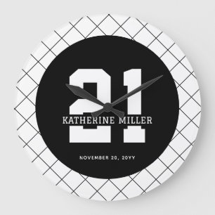 Personalised 21st Birthday Modern and Elegant   Large Clock