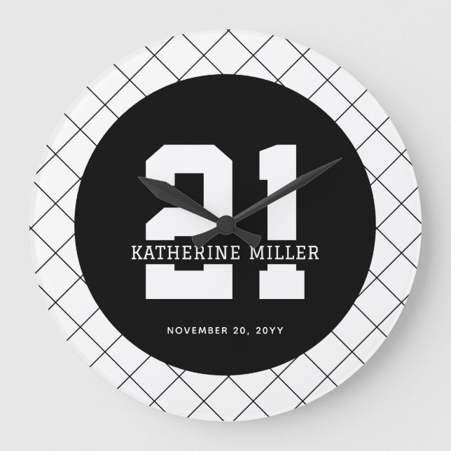 Personalised 21st Birthday Modern and Elegant   Large Clock (Front)