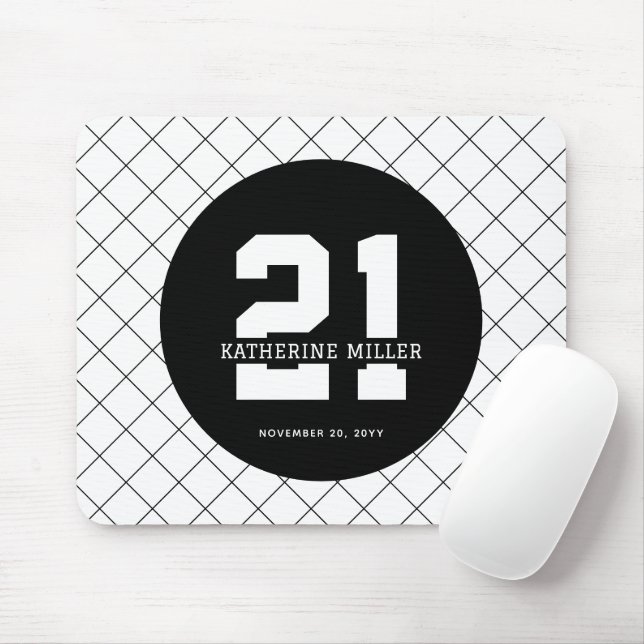 Personalised 21st Birthday Modern and Elegant   Mouse Mat (With Mouse)