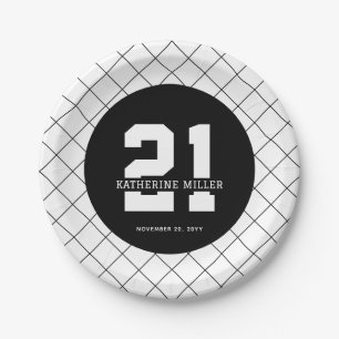 Personalised 21st Birthday Modern and Elegant Paper Plate