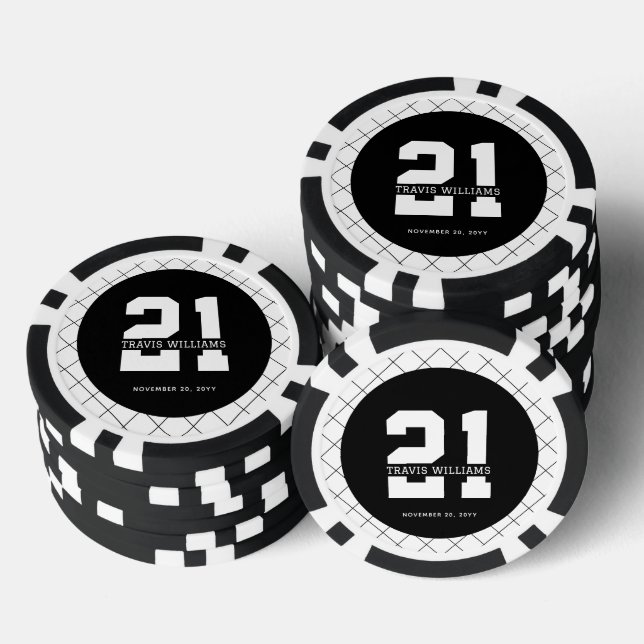 Personalised 21st Birthday Modern and Elegant   Poker Chips (Stack)