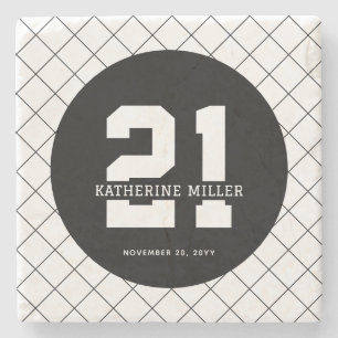 Personalised 21st Birthday Modern and Elegant   Stone Coaster
