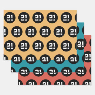 Personalised 21st Birthday Modern Retro Wrapping Paper Sheet
