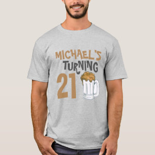 Personalised 21st Birthday Party Beer Drinking T-Shirt