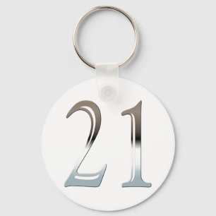 Personalised 21st Birthday Silver Number 21 Key Ring