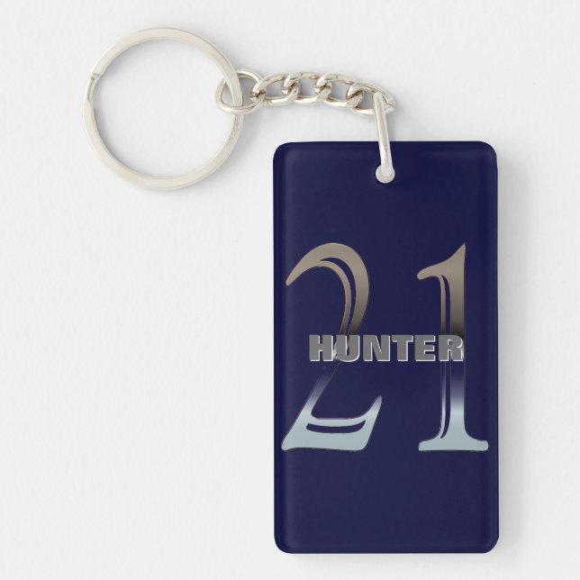 Personalised 21st Birthday Silver Number 21 Key Ring (Front)