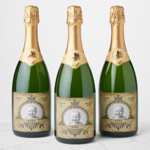 Personalised 21st Birthday Vintage Photo Template Sparkling Wine Label