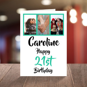 Personalised 21st happy birthday photo collage card