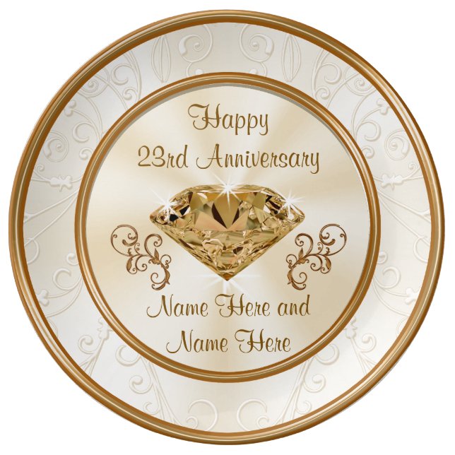 Personalised 23rd Anniversary Gift or Any YEAR Plate (Front)