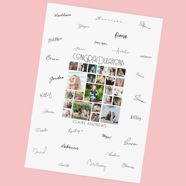Personalised 24 Photo Collage Graduation Signature Poster (Creator Uploaded)