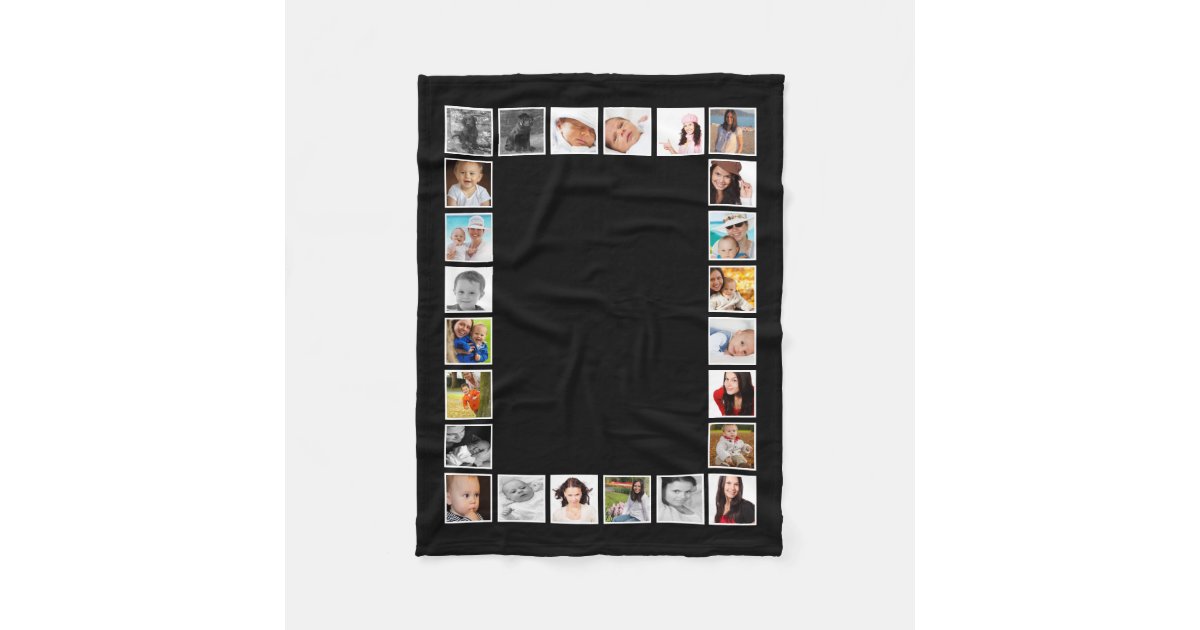 Personalised 24 Photo DIY Custom Photo Collage Fleece Blanket Zazzle